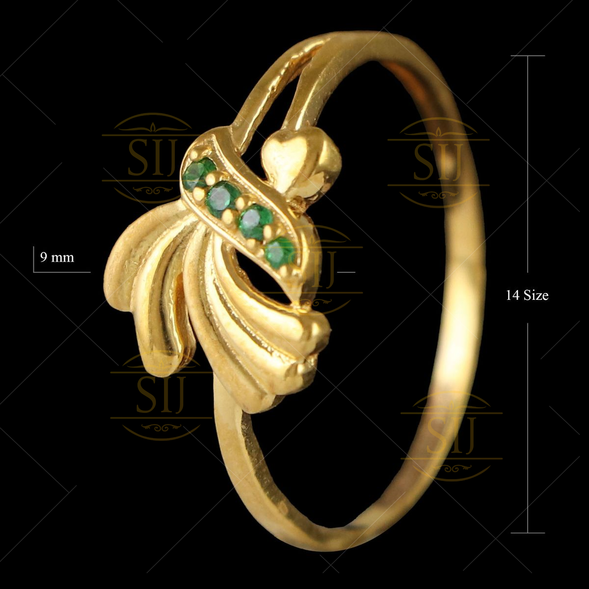 Buy quality 22ct 916 yellow Gold Casting CZ Diamond Ladies Ring Leaf Design  in Ahmedabad